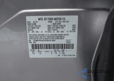 2023 Ford Edge St из США, поврежденный, VIN 2FMPK4AP2PBA41858